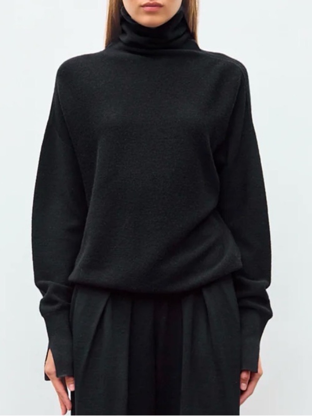 Molli Stand-Up Collar Sweater, Black